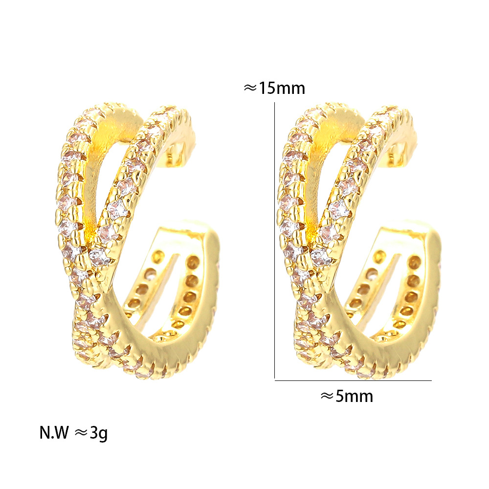 Earrings Classification Housewarming, Anniversary, Business, Wedding, Travel, Birthday, Festival Occasion Wholesale Jewelry Double-layer Hollow Copper Ear Clip Nihaojewelry