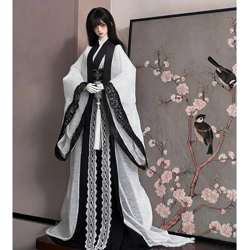 3 nuqtali qo'g'irchoq Hanfu qadimiy kostyumi 60 sm qo'g'irchoq qadimiy uslubdagi kiyimlar orqada kiyinadigan o'yinchoq to'plami BJD qadimiy uslubdagi qo'g'irchoq kiyimlari