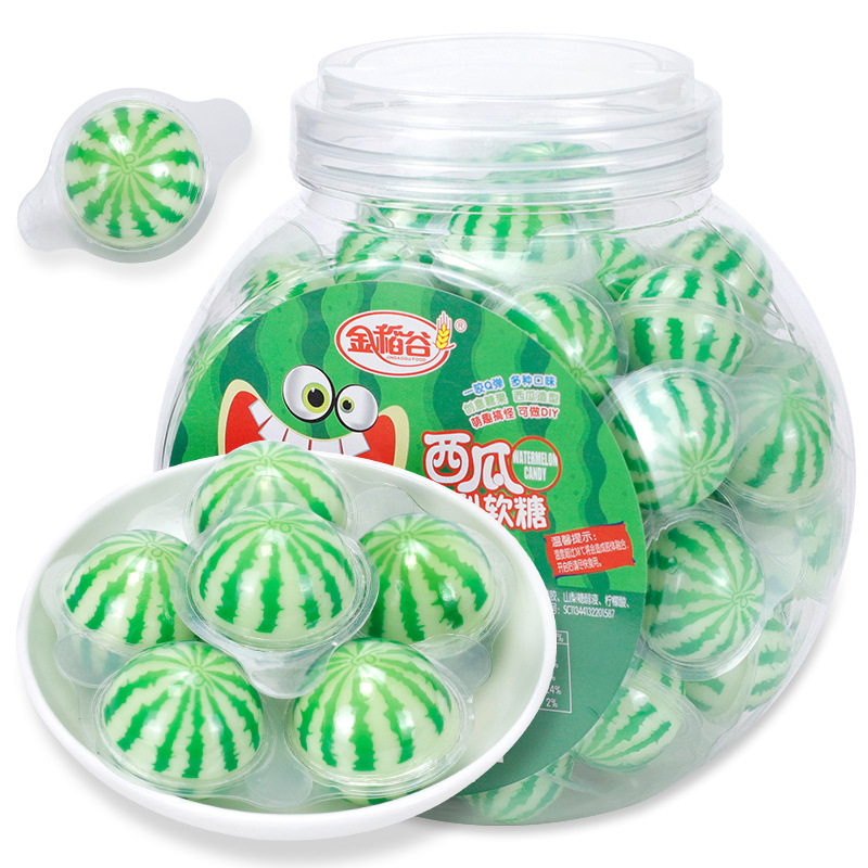 金稻谷15克西瓜造型軟糖創意糖果桶裝網紅零食批發外貿跨境貨源