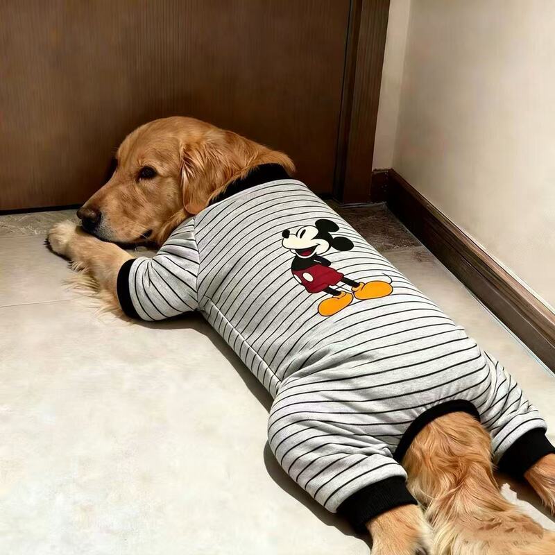 Dog Clothes Anti-Freeze Cartoon Mickey Mouse Striped Base Layer Four-Legged Outfit for Golden Retriever Alaskan Pet Clothing Dog Clothes Anti-Freeze Cartoon Mickey Mouse Striped Base Layer Four-Legged Outfit for Golden Retriever Alaskan Pet Clothing