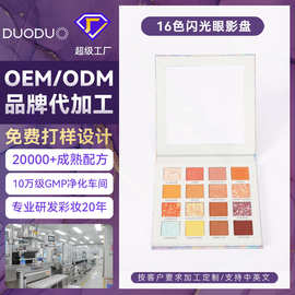 跨境OEM加工16色眼影盘闪粉高光珠光哑光大地色彩妆眼影ODM定制