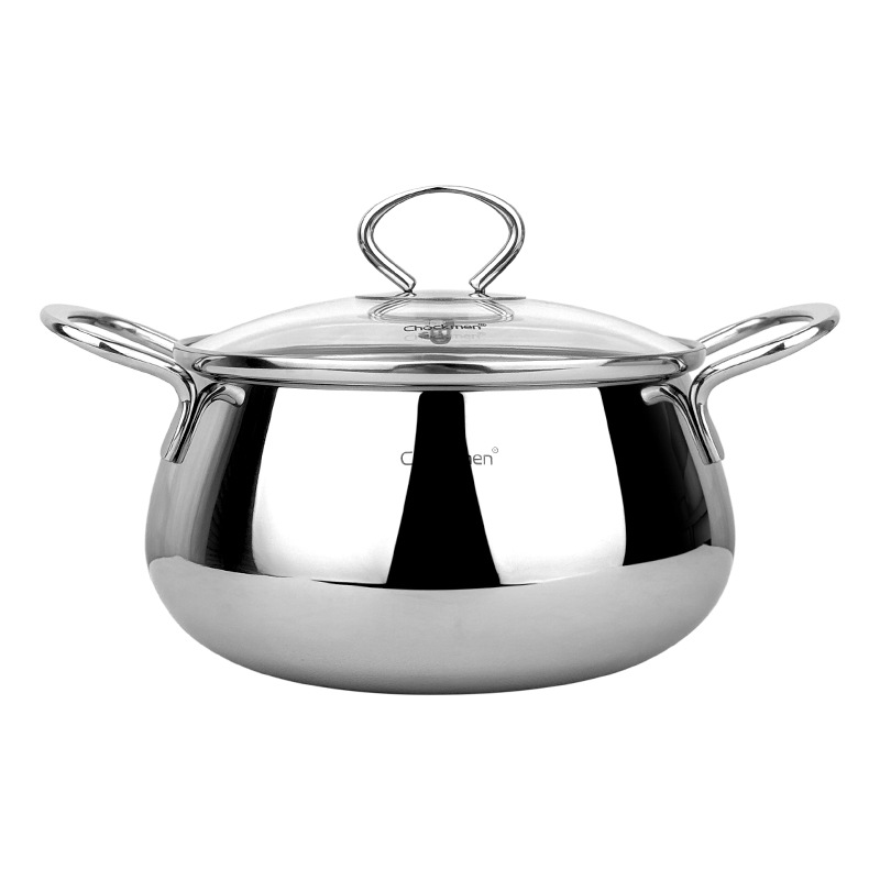 Chockmen Zhuo Deming 18/10 Acero inoxidable 14CM Olla de sopa pequeña de doble oreja Complemento alimenticio para bebés Olla de leche Olla de cocción Olla de fideos