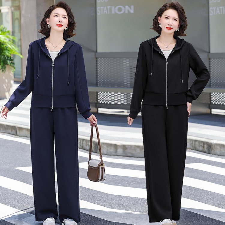 妈妈春装2025新款休闲运动服套装洋气卫衣中老年外套女春秋两件套|undefined