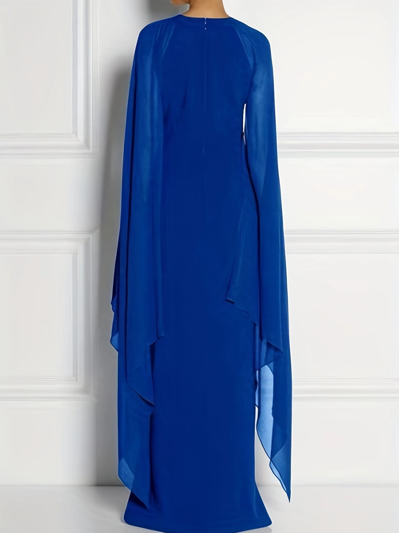 Gran tamaño de comercio exterior transfronterizo de Europa y Estados Unidos para verano nuevo temperamento elegante vestido de cuello redondo de color sólido