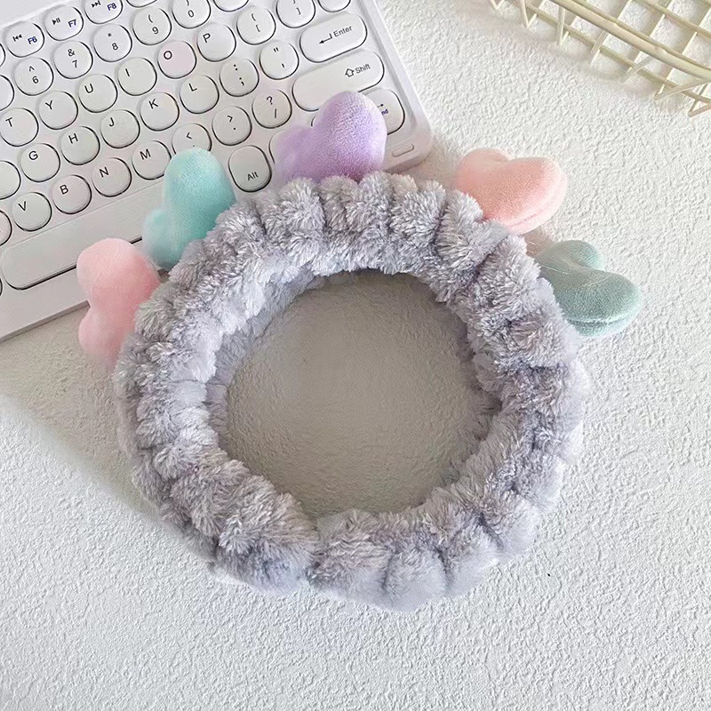 Cuidado estereoscópico adornos de pelo rojo net lavado facial especial banda de pelo máscara de maquillaje banda de pelo lavado toalla de peluche