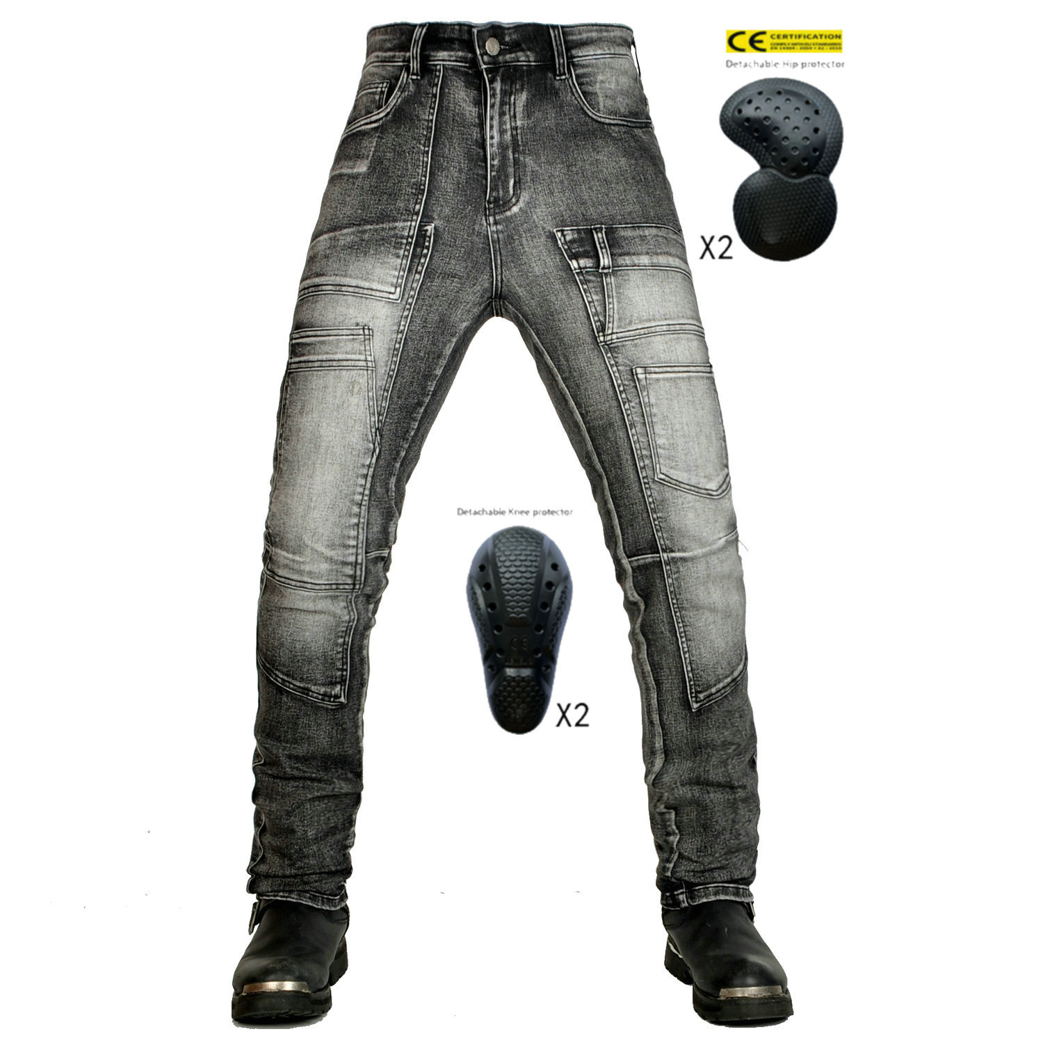 VOLERO jeans de motocicleta hombres y mujeres herramientas casuales múltiples bolsillos guapos motocicleta todoterreno pantalones anti-caída