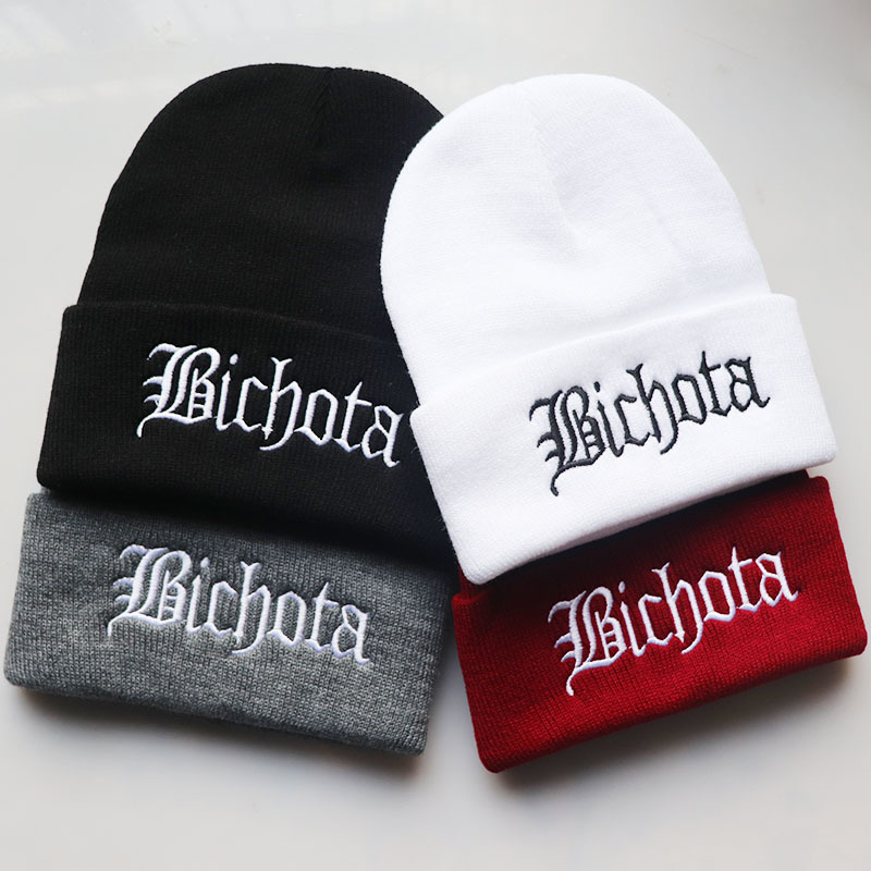 Chapeau tricoté avec lettres et étoiles BICHOTA brodées pour hommes et femmes, tendance automne et hiver 2023, pull chaud_voghion.com