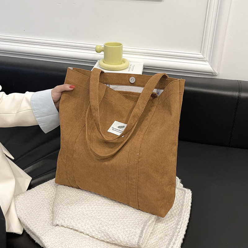 Bolso tote de pana vintage estilo chic, bolso grande de hombro para verano, retro, para estudiantes image 11
