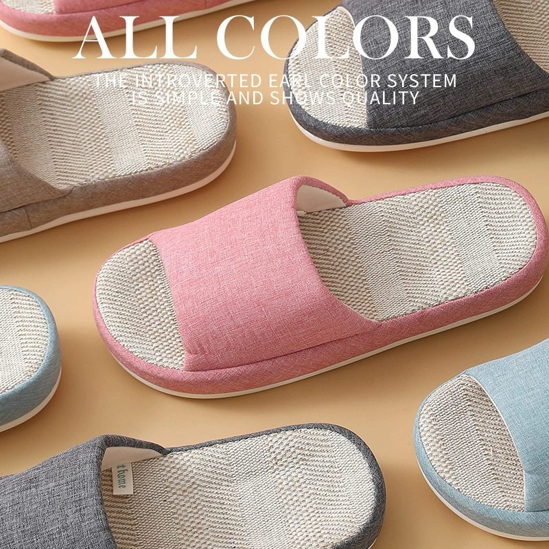 Не прилипают к серым льняным тапочкам для мужчин летняя домашняя пара для одноклассников