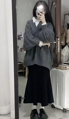 温柔系穿搭针织毛衣套装女秋冬季新款韩版遮肉显瘦鱼尾裙三件套装