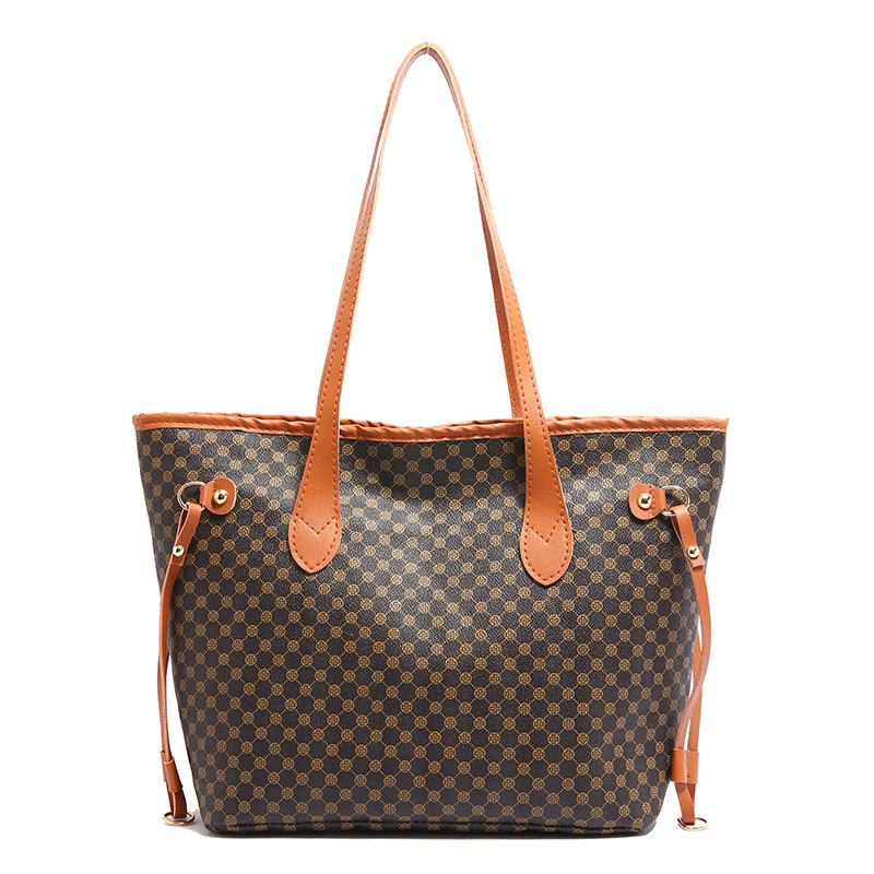 Bolso retro Tote 2024 nuevo bolso impreso bolso de mamá de gran capacidad bolso de hombro con costuras de color en contraste bolso de mujer