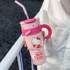 ハローキティビッグマック保温カップ女子高颜値ストローカップかわいいカップオフィス氷覇カップ