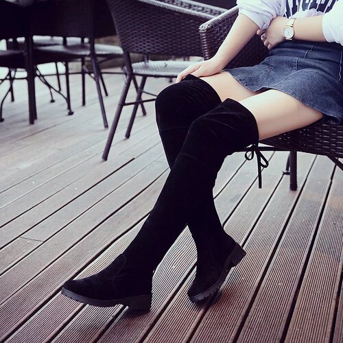 Autumn/Winter Women's Shoes British Style Cylinder Boot Korean Version Fashion Trend Flat Felt High Cylinder Boot