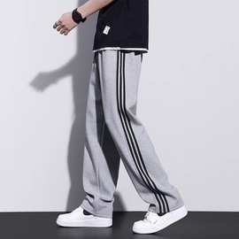三条扛运动裤男士直筒宽松春秋季篮球卫裤大码休闲裤条纹校服卫裤