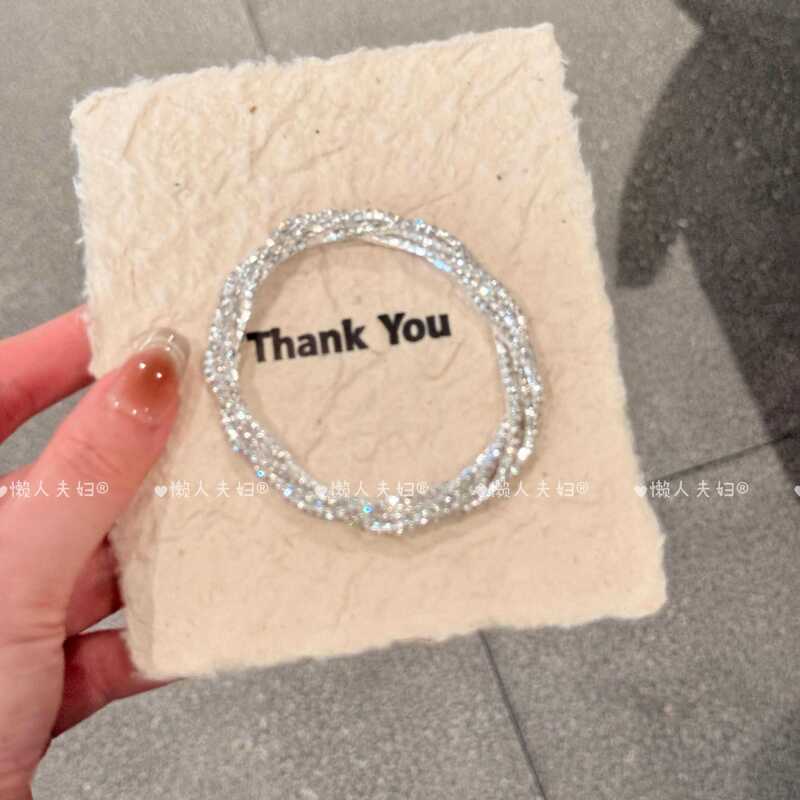 Elegant for everyday wear~ Sparkling multi-layered twisted full-diamond elastic bracelet, niche exquisite and stylish bangle