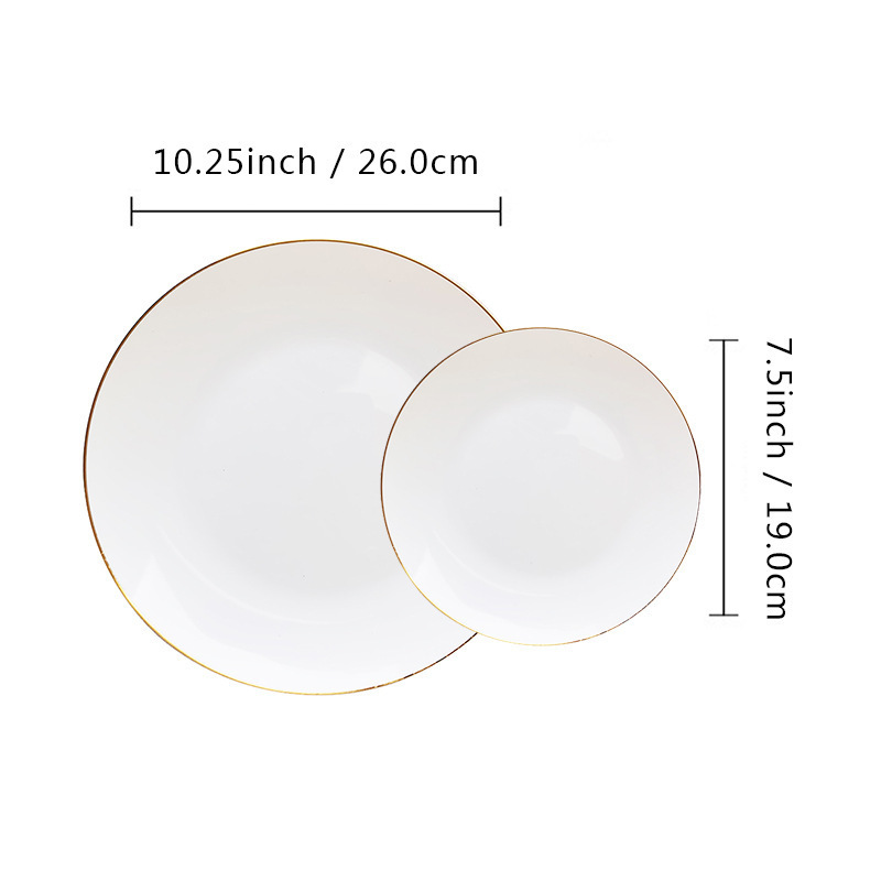 Cross-border 7.5 inch disposable plastic meal disc rose gold silver edge 10.25 inch plate party banquet dinner tea tray
