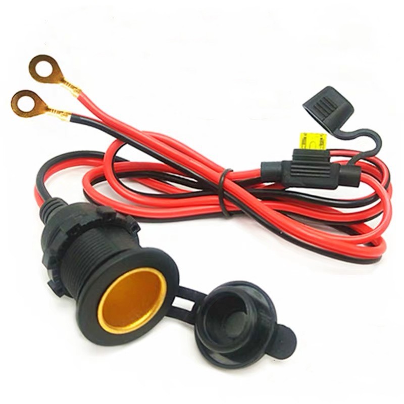 12V24V High-Power Car Motorcycle Modified Waterproof Threaded Fixed All-Copper Cigarette Lighter Socket with Wire Test