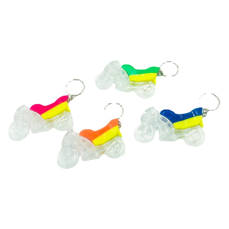 Transfronterizo creativo plástico LED luminoso motocicleta llavero colgante de juguete para niños un yuan pequeño regalo