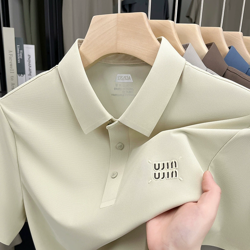 Летняя новая мужская футболка из ледяного шелка с коротким рукавом, бесшовная нейлоновая охлаждающая стильная деловая футболка премиум-класса для мужчин, дропшиппинг