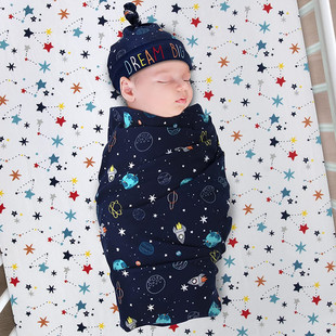European and American baby towel printing newborn rabbit ears hair band wrap blanket suit Baby Swaddling quilt
