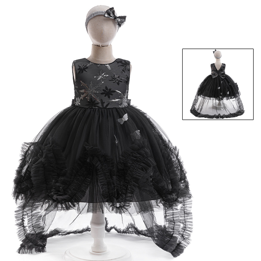 Amazon nuevo vestido de chicas sin mangas bordado vestido de princesa de cola de rol vestido de fiesta de Halloween