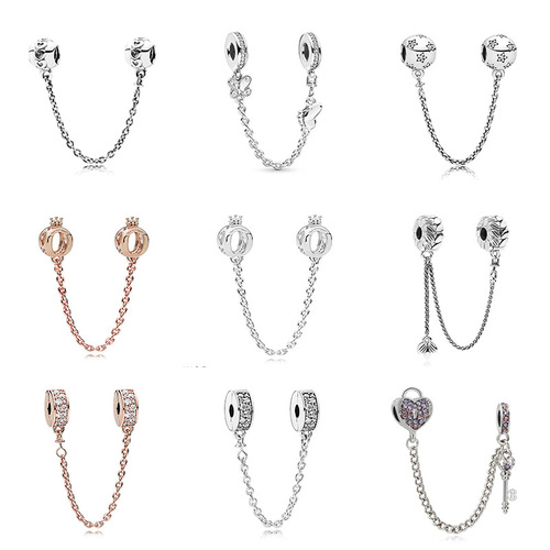 Jade Person New Alloy Diamond Studded Safety Chain DIY Butterfly Crown Ear Corn Love Bead Bracelet Safety Rope Accessory