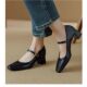 Soft Sheepskin Black High Heels 2025 Spring and Autumn New French Style Retro Chunky Heel Belt Mary Jane Shoes Women's Shoes