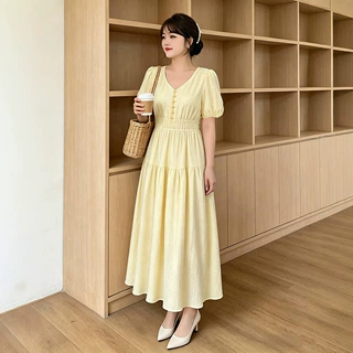 130-320斤加大码女装休闲V领连衣裙夏季新款微胖mm气质温柔风裙子