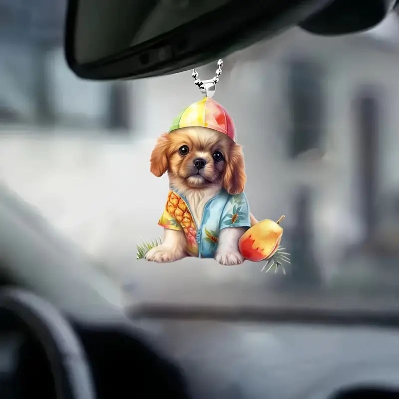 Acrílico nuevo lindo perro colgante plano transfronterizo automóvil interior espejo retrovisor colgante decoración colgante para el hogar image 2