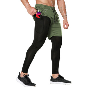 Fitness Clothes Men's Fitness Clothes Sports Men's Quick-drying Clothes Pants Casual Sports Pants Cross-border Fake Two-piece Pants