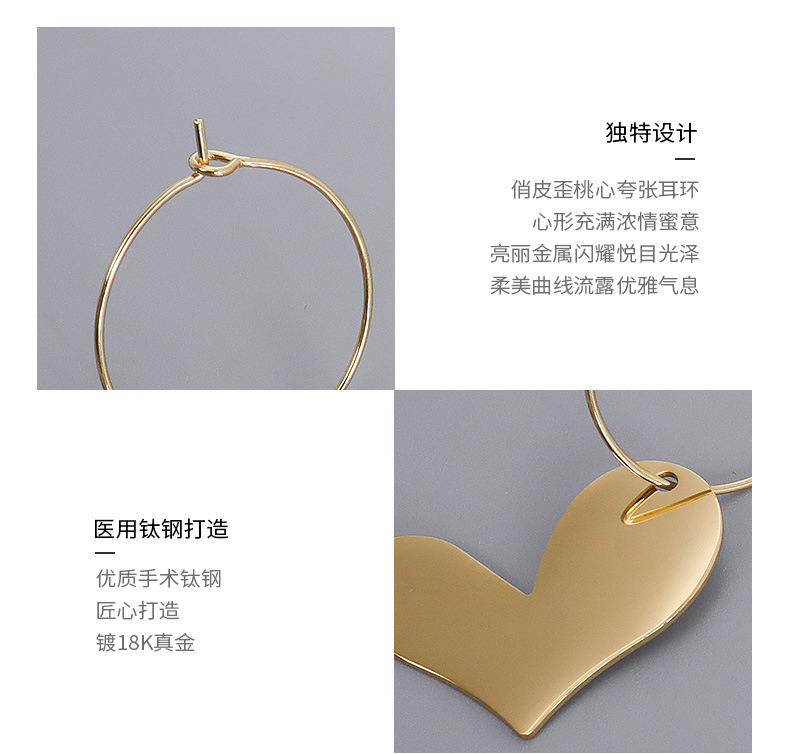 Fashion Heart-shaped Titanium Steel Earrings display picture 4