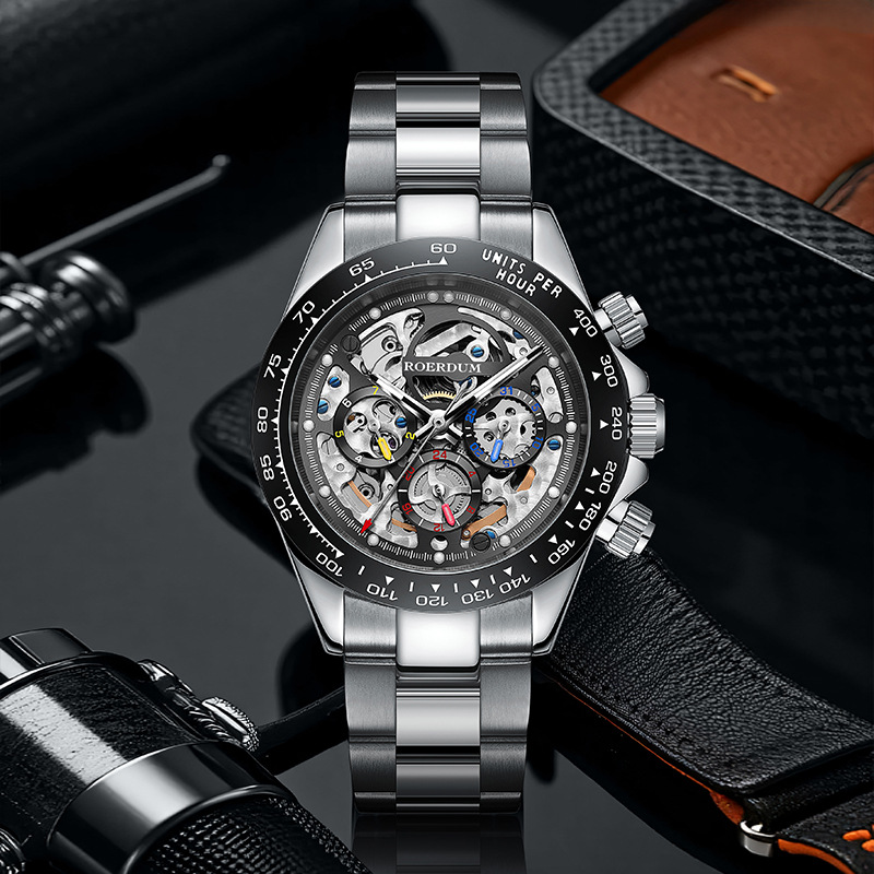 Raulton Roerdum Racing Di Black Cut Out Fully-Automatic Mechanical Watch Fashion Luminous Men's Watch