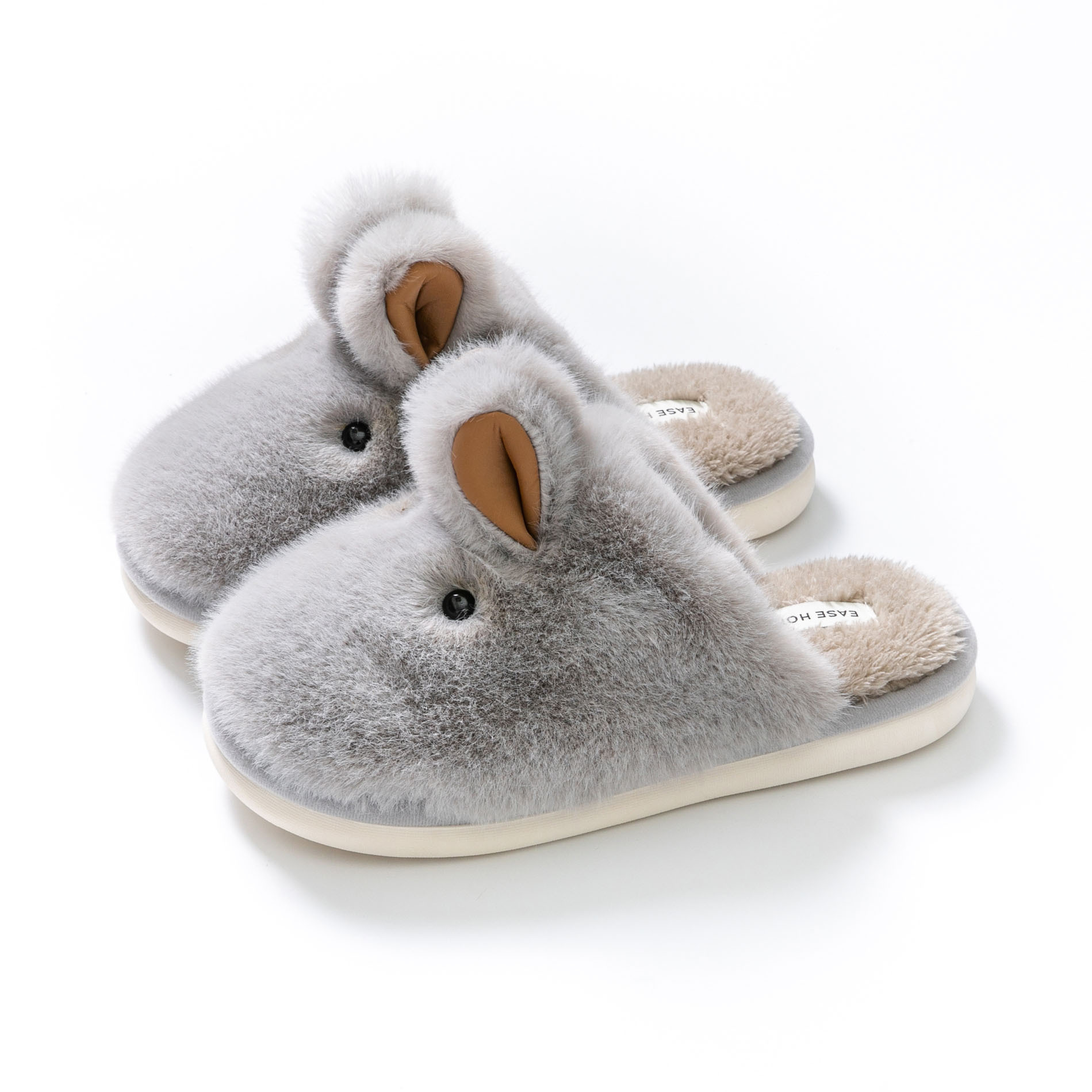 thumbnail image 1 of Zapatillas de algodón de conejo de Jade para mujer, invierno, dibujos animados lindos Baotou, pareja en casa, padres e hijos, hombres, uso doméstico peludo, 1 of 5