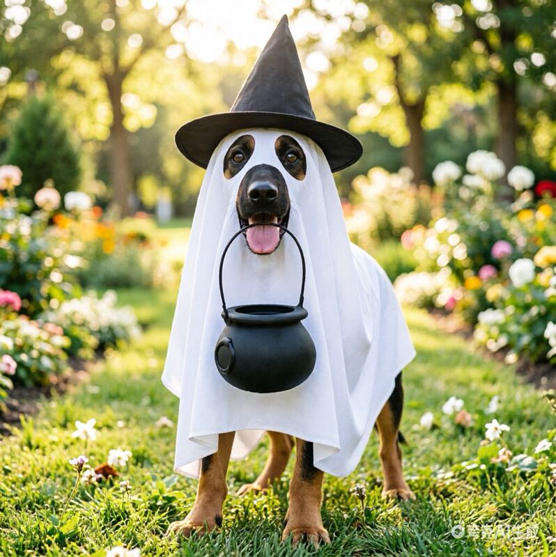 Halloween Dog Ghost Costume Pet Cosplay Cape Witch Hat Cloak Party Dress-Up Outfit