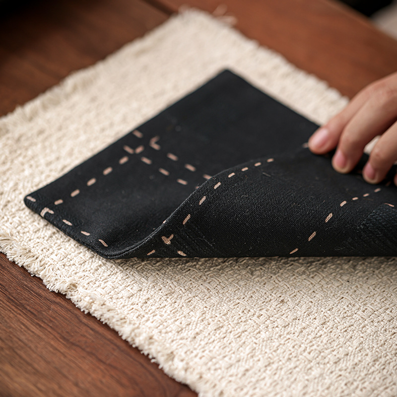 Mesa de té tela aislante de calor impermeable mesa de burbuja seca Zen de alta gama ligera y lujosa simple almohadilla de té doble cara