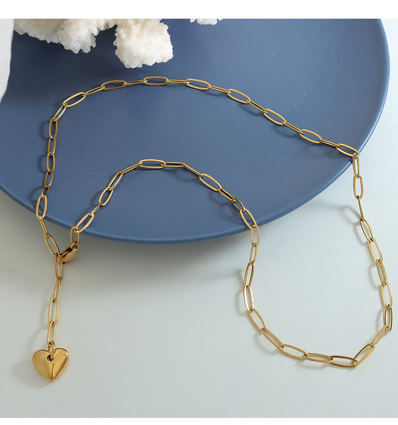 Fashion Heart Shape Titanium Steel Plating Necklace