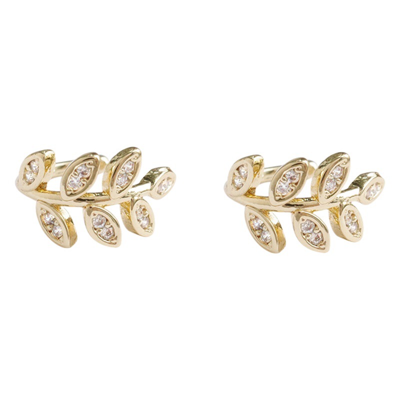 Korean-style Exquisite Simple Leaf Ear Clip No Holes Ear Clip Adjustable Earrings Super Fairy Mori High-end Earrings