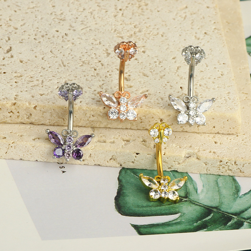 1 Piece Quantity Holiday, Daily Occasion 304 Stainless Steel Material Solid Color Pattern 1 Piece Belly Rings Simple Style Classic Style Solid Color 304 Stainless Steel Inlay Zircon Belly Rings