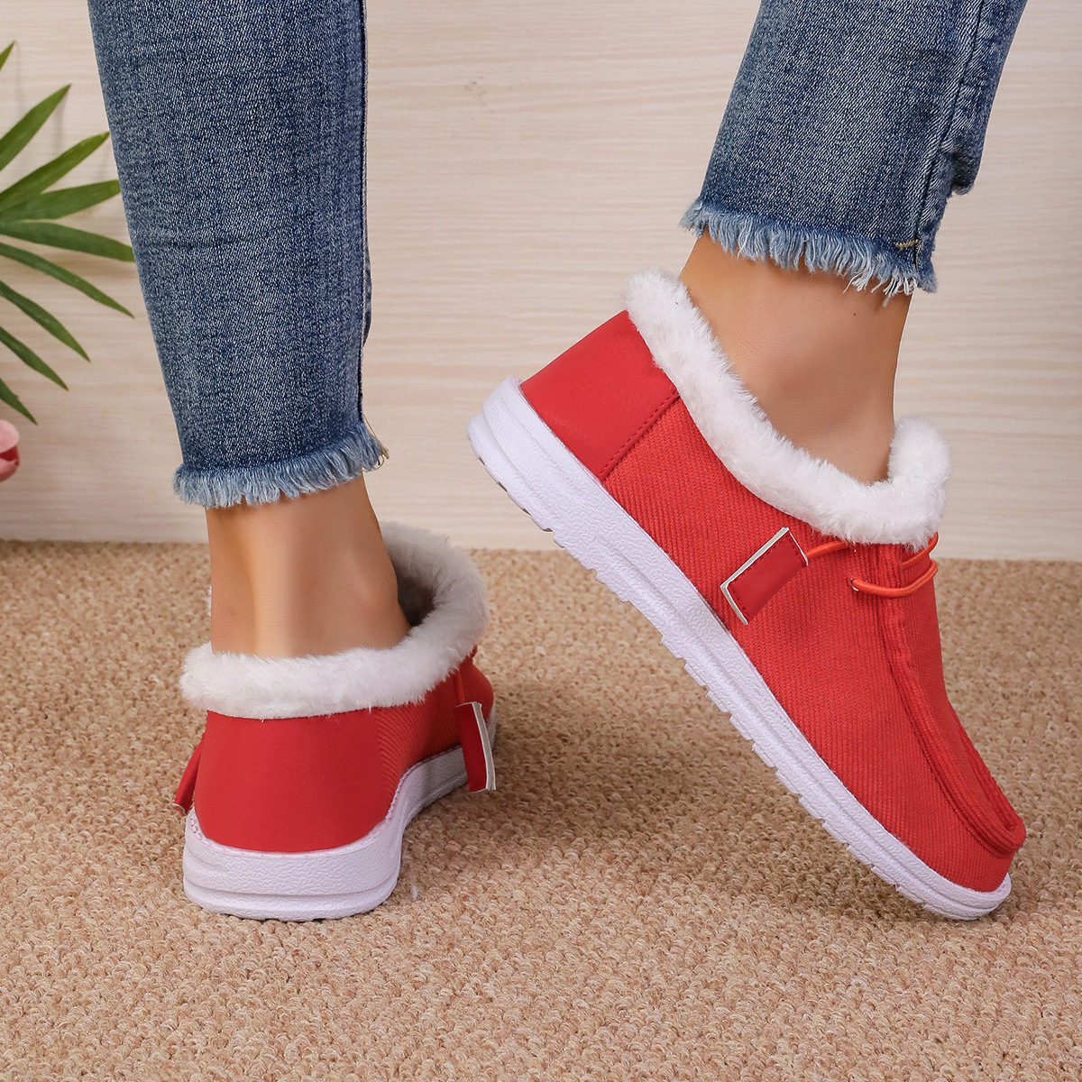 New thick sole wool mouth snow boots women plus cashmere warm large size cotton shoes_voghion.com