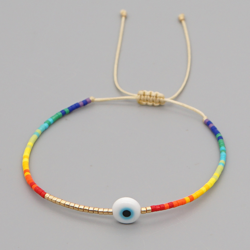 Simple ethnic lucky eyes Miyuki beads handwoven braceletpicture3