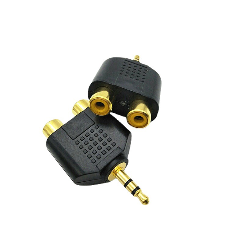 3.5双声道公转2rca母镀金音频转接头电脑电视一分二3.5插头莲花母
