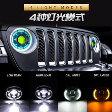7寸牧马人led灯改装越野车前照大灯月牙哈雷摩托车射灯远近光车灯