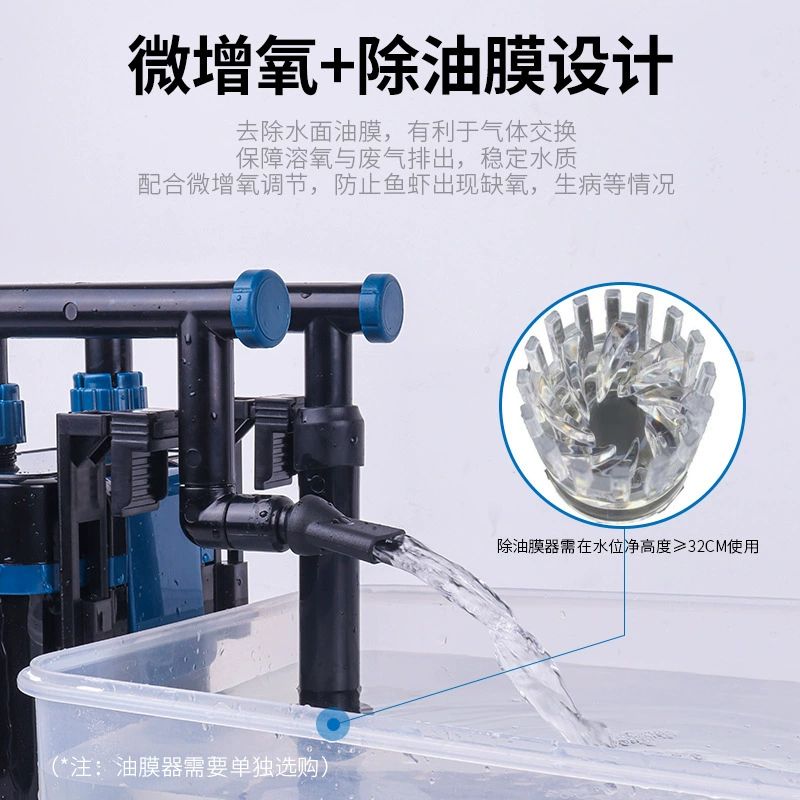 酷鱼 Fish tank filter outer wall -mounted small circulating water pump slightly oxygen ominal fish manure filter box filter barrel