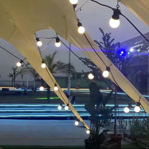 Outdoor camping atmosphere string lights waterproof led large ball lantern canopy tent decoration night market stall layout