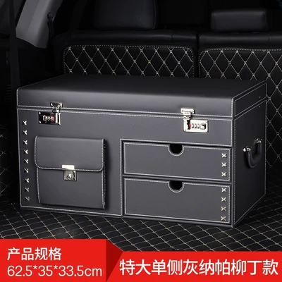 combination lock SUV trunk | Car storage bag/box - extra-large-gray-nappa-leather-one-sided-combination-lock-2422