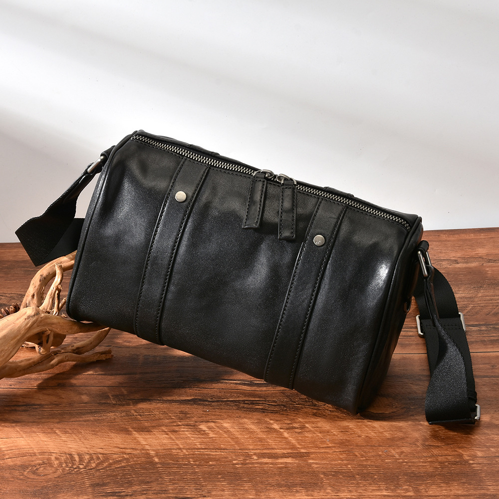 Cross-Border Korean Style Men's Shoulder Bag Pillow Bag 2025 New Texture Shoulder Bag First Layer Cowhide Crossbody Men's Bag Genuine Leather