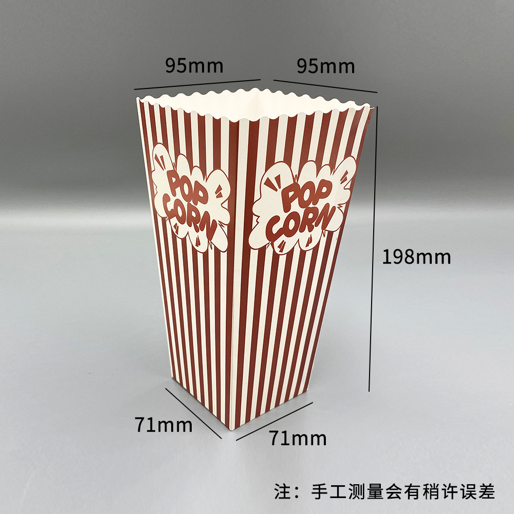 Caixa de embalaje de palomitas de maíz desechable, caja de embalaje para llevar, caja de papel para bocadillos, caja de bocadillos para cines, parque infantil