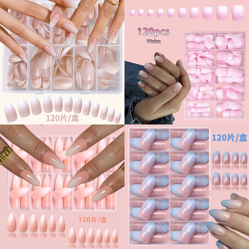 120 Pieces of Pad Printed Gradient Color Wearable Nails Cross-Border New Wearable Fake Manicure Finished Product Removable Fake Nails 120 Pieces of Pad Printed Gradient Color Wearable Nails Cross-Border New Wearable Fake Manicure Finished Product Removable Fake Nails