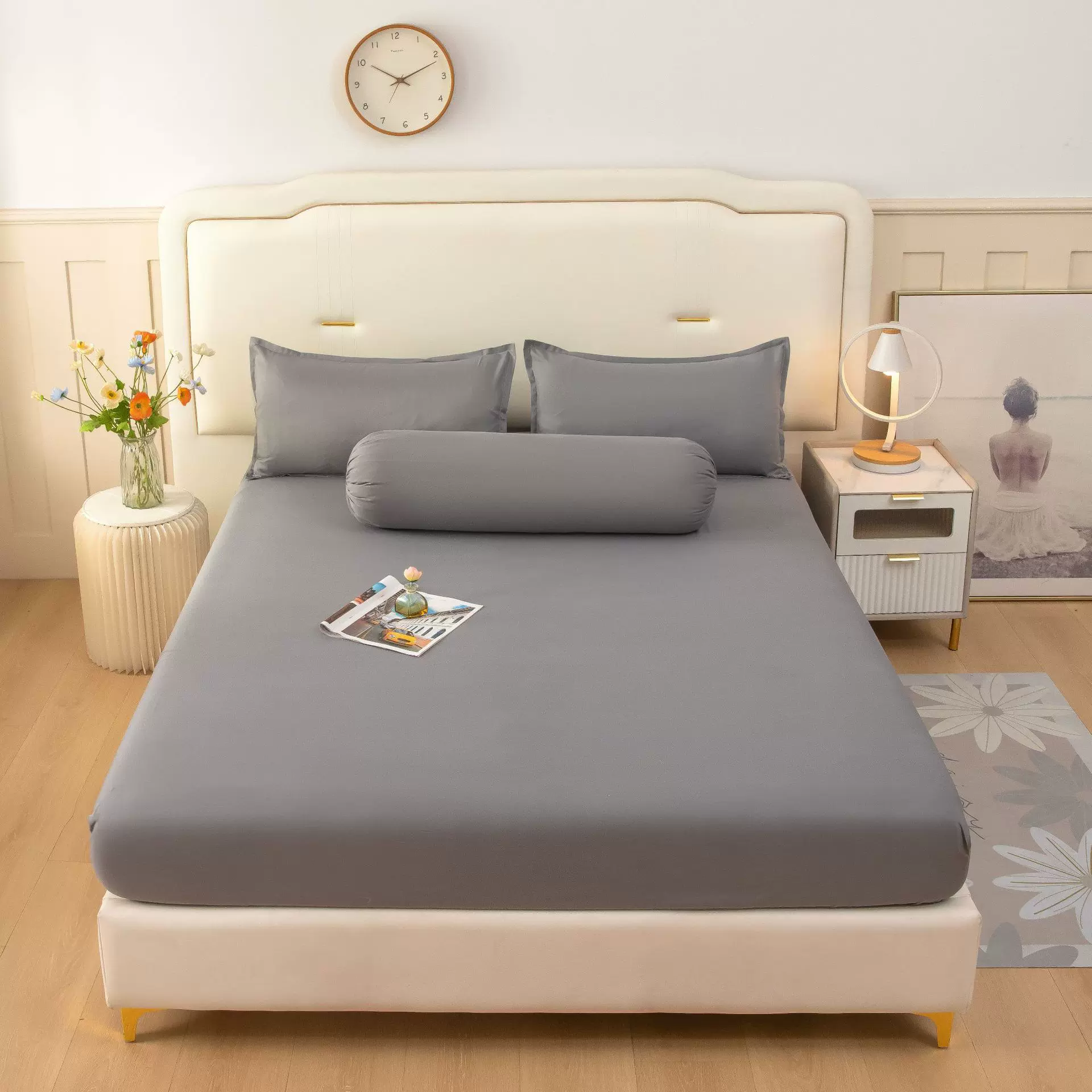 新款抗菌防螨全包床笠四件套席梦思床垫防尘保护套抱枕纯色