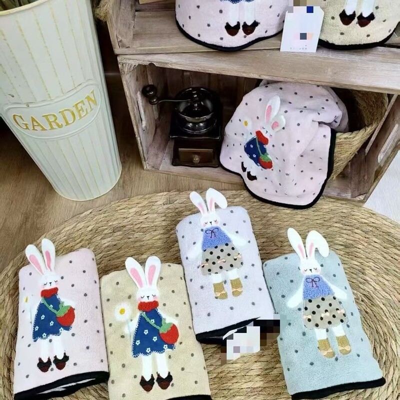 Polka Dot Rabbit Stereo Embroider Towel Bath Towel Set Combination Extra Thick Soft Absorbent Souvenir Coral Velvet Polka Dot Rabbit Stereo Embroider Towel Bath Towel Set Combination Extra Thick Soft Absorbent Souvenir Coral Velvet
